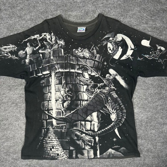 Liquid Blue Other - Rare Vintage 90s Liquid Blue Fantasy Dragon Knight AOP T Shirt Mens XL